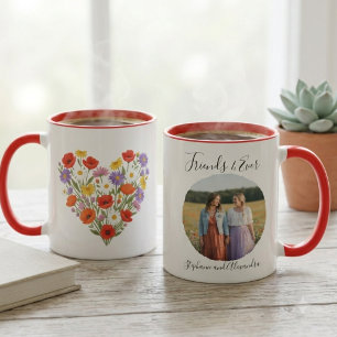 Best Friend Photo Gift with Floral Heart Mug