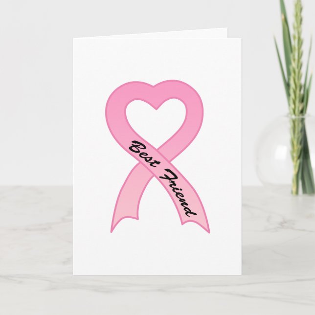 Best Friend Pink Ribbon Greeting Card (Front)