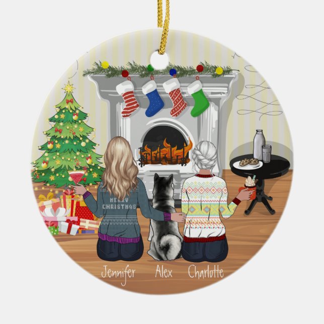 Best Friend Portrait - Personalised Christmas Gift Ceramic Ornament (Front)