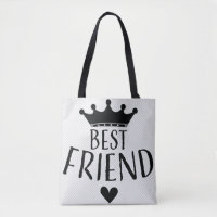 best friend QUEENIE BEAR crown logo tote