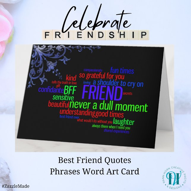 Best Friend Quotes Phrases Word Art Card (Best Friend Quotes Phrases Word Art Card)