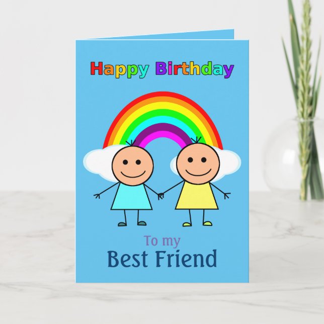 Best Friend Rainbow Personalised Birthday Card (Front)