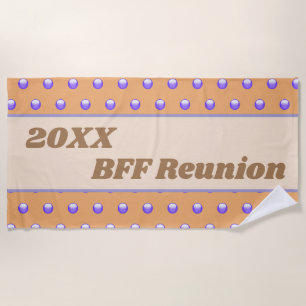Best Friend Reunion Blue Peach Polka Dot BFF Beach Towel