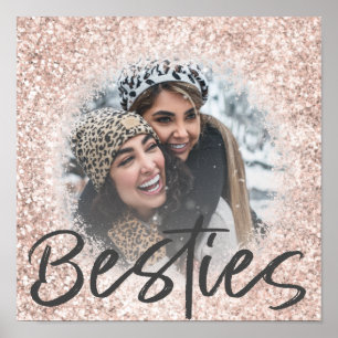 Best Friend Rose Gold Glitter Photo  Poster