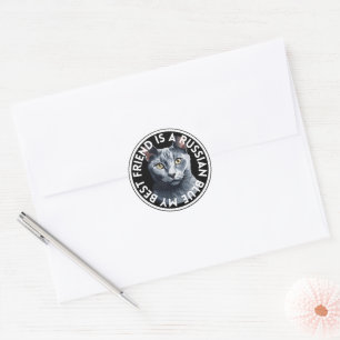 Best Friend Russian Blue Classic Round Sticker