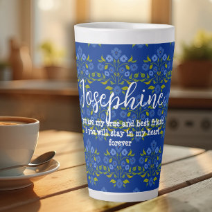 Best Friend Saying Astor Bouquet Blue Latte Mug