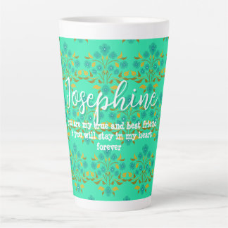 Best Friend Saying Astor Bouquet Turquoise Latte Mug