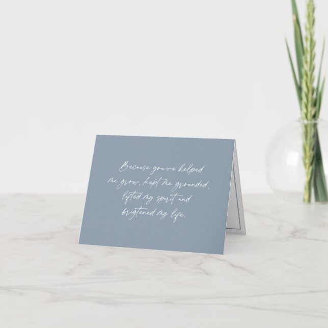Best friend sister bridesmaid proposal, Dusty Blue Card (Front)