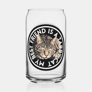 Best Friend Tabby Cat Can Glass