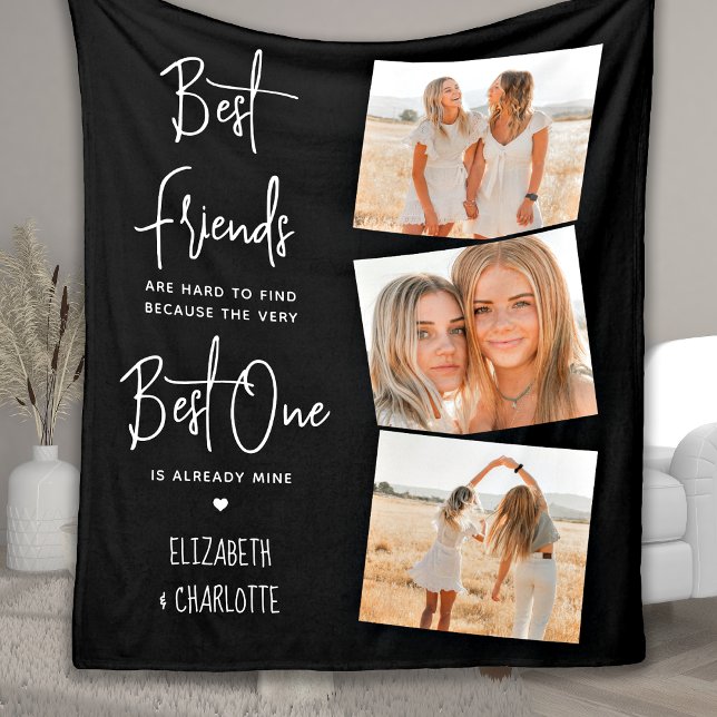 Best Friends 3 Photo Personalised Friendship Fleece Blanket (Creator Uploaded)