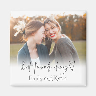 Best Friends Always Names Heart Script Photo Magnet
