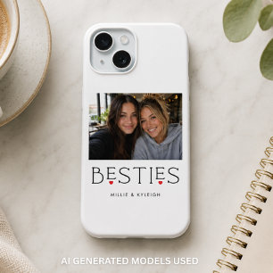 Best Friends Bestie Heart Typography Photo iPhone 15 Case