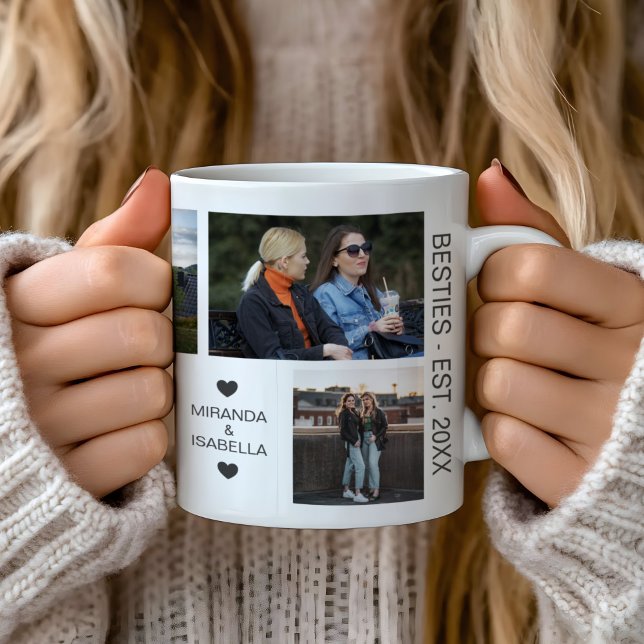 Best Friends Besties 7 Photo Collage Coffee Mug (Add Your Own 7 Photos Best Friends - Besties Mug by MINTIC DESIGN STUDIO)