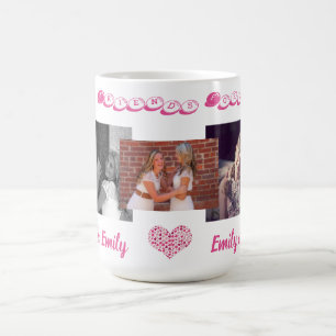 Best Friends Besties BFF Add 3 Photos Names Cute Coffee Mug