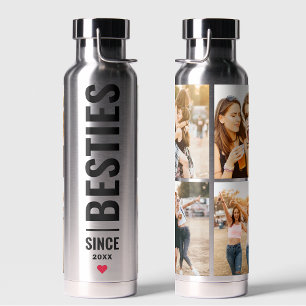 Best Friends Besties Custom Initials 4 Photo BFF W Water Bottle