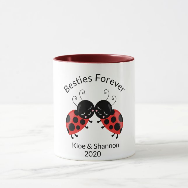 Best Friends Besties forever Lady Bug coffee Mug (Center)