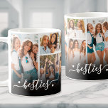 Best Friends Besties Photo Collage Coffee Mug<br><div class="desc">Create a custom keepsake with this personalised photo collage mug, designed with your favourite memories wrapping around the mug. The collage layout features multiple photos separated by a solid black background for a bold, modern look. The word "besties" appears on two sides of the mug in a flowing script font,...</div>