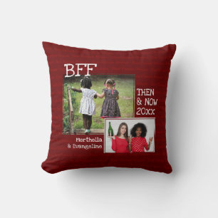 BEST FRIENDS BFF   2 PHOTO Memory   Burgundy Cushion