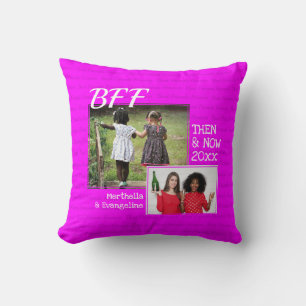 BEST FRIENDS BFF   2 PHOTO Memory   Keepsake Pink Cushion