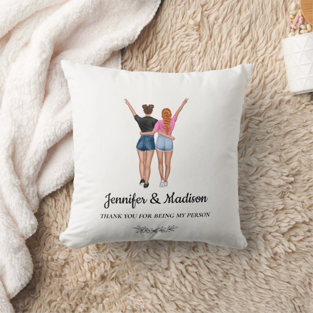 Best Friends BFF Besties Friendship Custom Name Cushion (Blanket)