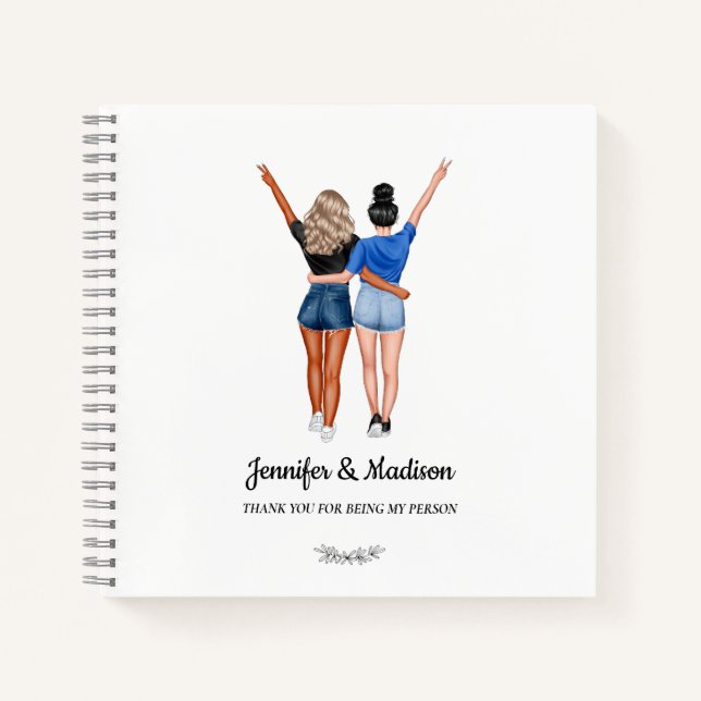 Best Friends BFF Besties Friendship Custom Name Notebook (Front)