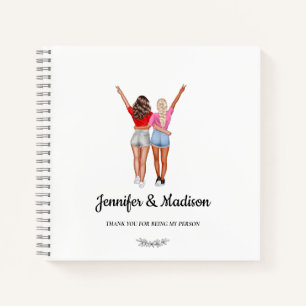 Best Friends BFF Besties Friendship Custom Name Notebook