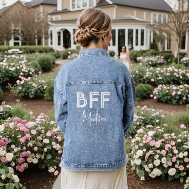 Best Friends BFF Chic Personalised Denim Jacket (Wedding Back)