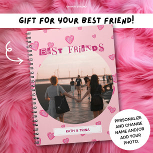 Best Friends BFF Gift Cute Pink Hearts Photo Notebook