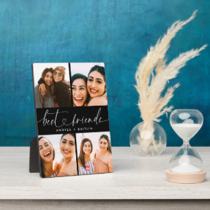 Best Friends BFF Modern Elegant Heart Script Photo Plaque
