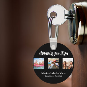 Best friends BFF photo names black white Key Ring