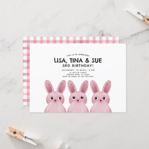 Best Friends birthday party with pink bunnies Invitation