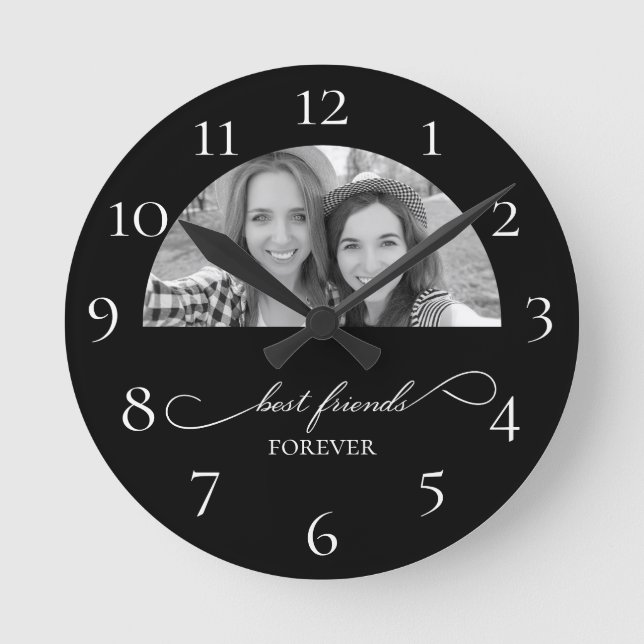 Best Friends Black and White Wall Clock (Front)