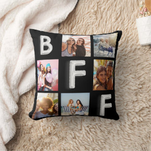  Best friends black silver photo collage Cushion