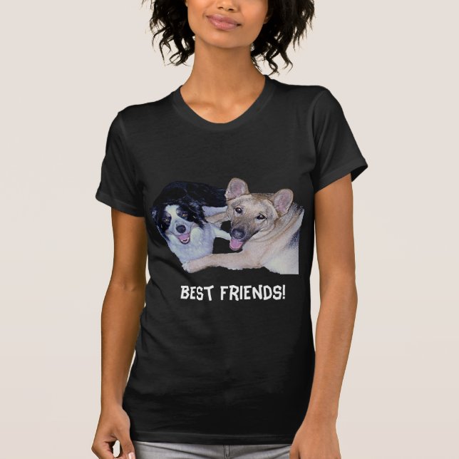 Best Friends Border Collie & German Shepherd T-Shirt (Front)