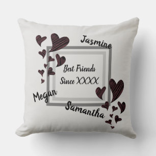 Best Friends Bright Red Heart Long Friendship Cushion