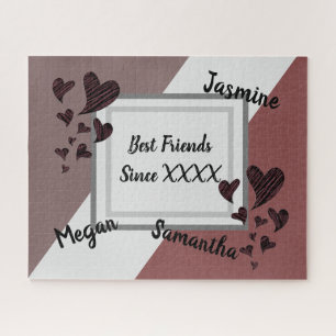Best Friends Bright Red Heart Long Friendship Jigsaw Puzzle