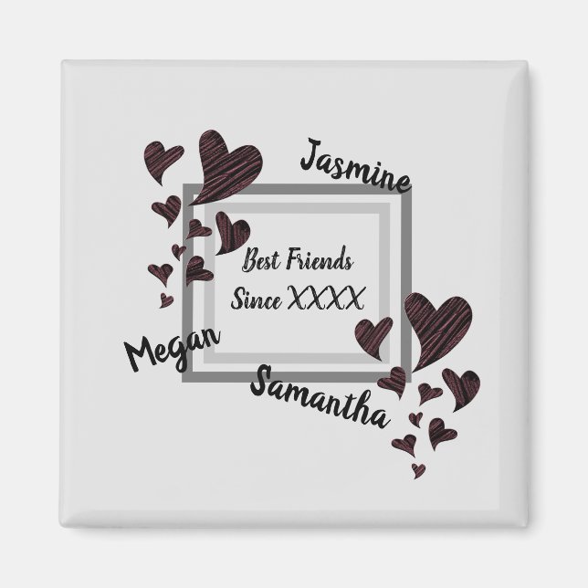 Best Friends Bright Red Heart Long Friendship Magnet (Front)