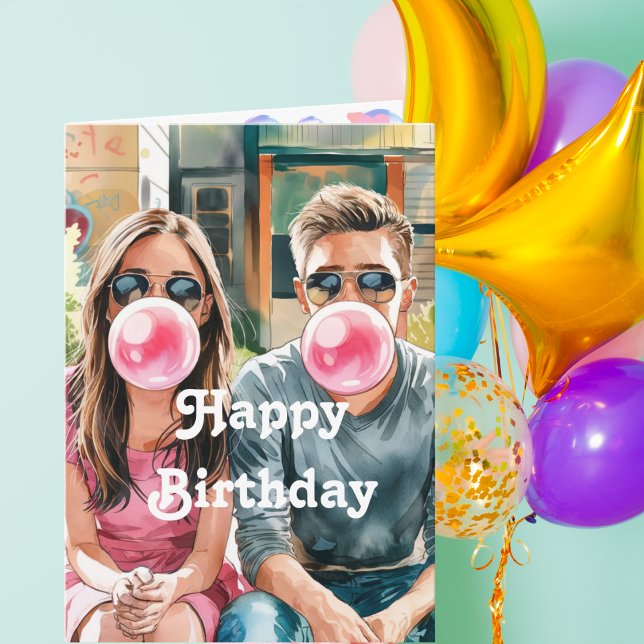 Best Friends & Bubbles,Watercolor, Fun Birthday Card (Creator Uploaded)