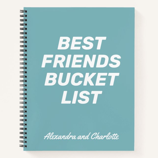 Best Friends Bucket List Simple Personalised Blue Notebook (Front)