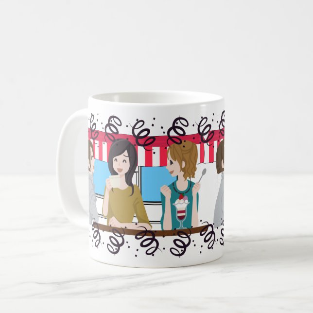 Best Friends & Café Vibes Coffee Mug (Front Left)