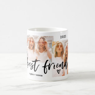 Best Friends   Casual Script and Multi Photo Grid Coffee Mug