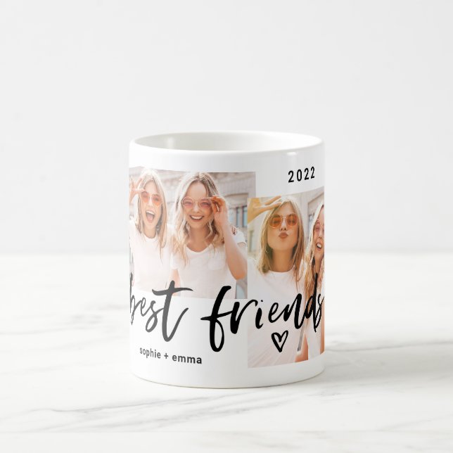 Best Friends | Casual Script and Multi Photo Grid Coffee Mug (Center)