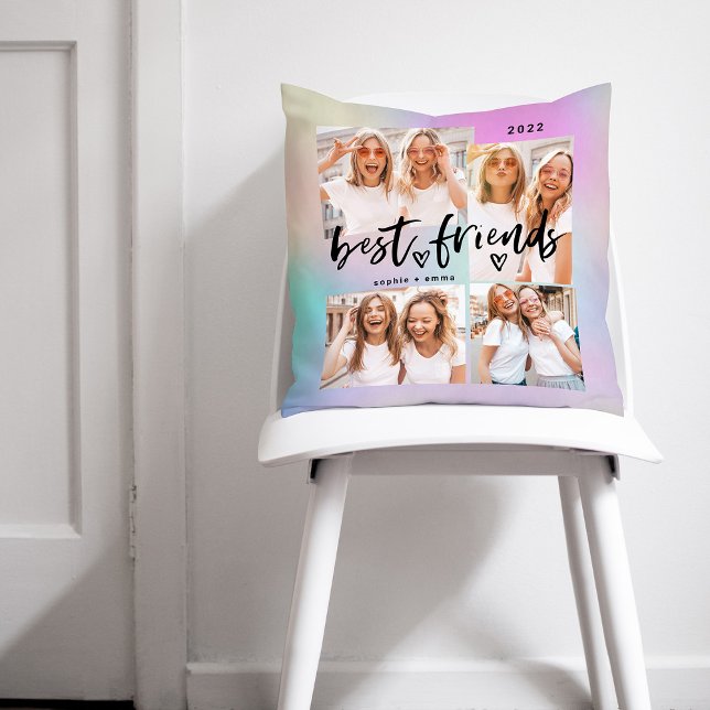 Best Friends | Casual Script and Multi Photo Grid Cushion (Creator Uploaded)
