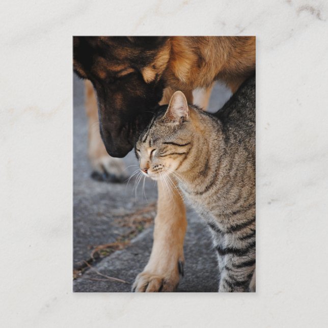 Best Friends- Cat & German Shepherd Business Cards (Front)