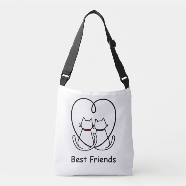 Best Friends Cats Heart Tail Crossbody Bag (Front)