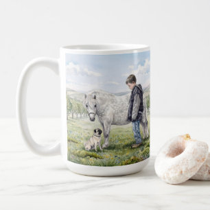Best Friends-Child with Pony and Dog in an Orchard Coffee Mug
