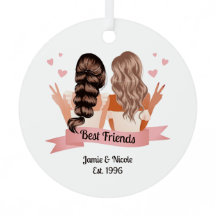 Best Friends Christmas Metal Circle Ornament