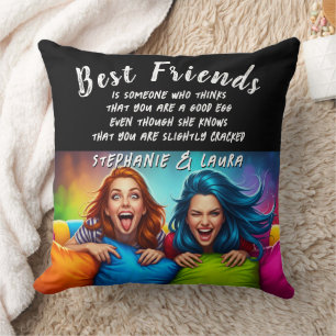 Best Friends Colorful Hair With Funny Quote Cushion