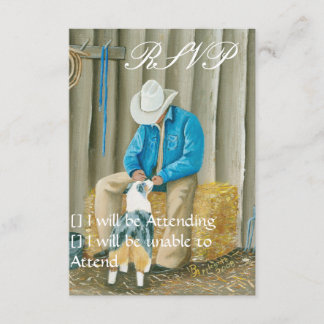 Best Friends ~ Cowboy & Australian Shepherd RSVP Card