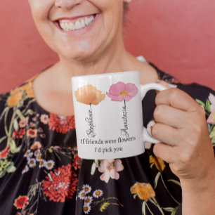 Best friends Coworker Farewell Bestie flower Two-Tone Coffee Mug